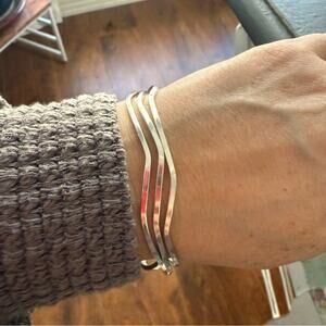 Taxco 925 Sterling Silver Minimalist Bangle Bracelets Set of 3